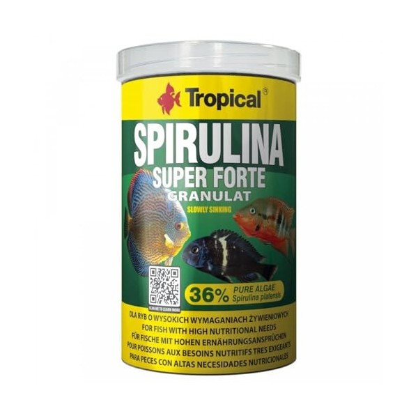 Tropical Super Spirulina Forte Mini Nourriture en granulés avec 36% de spiruline platensis 100 ML Spiruline
