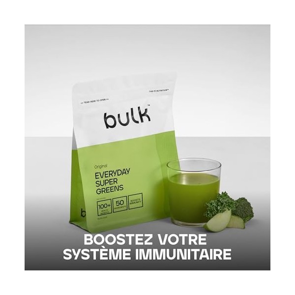 Bulk Everyday Super Greens Poudre | Original | 30 Portions | Avec 50 Vitamines, Minéraux & Superaliments | Riche en Vitamine 