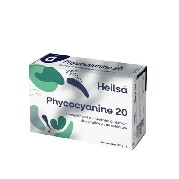 PHYCOCYANINE 20 à lextrait de spiruline et sélénium 20 ampoules de 10ml Heilsa