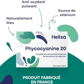 PHYCOCYANINE 20 à lextrait de spiruline et sélénium 20 ampoules de 10ml Heilsa