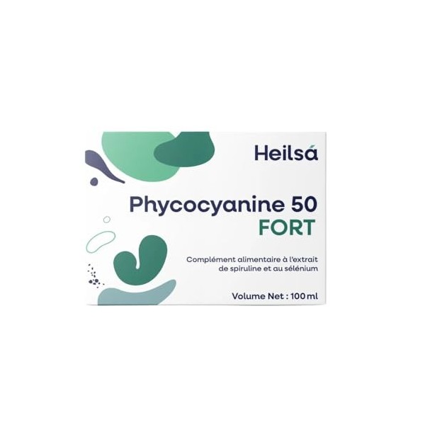 PHYCOCYANINE 50 Fort à lextrait de spiruline et au sélénium 10 ampoules de 10 ml Heilsa
