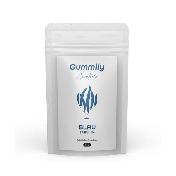 Gummily Poudre de spiruline bleue - Contient 15 % de protéines végétales - Algue spiruline - Testé en laboratoire