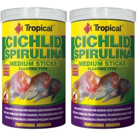 Tropical Cichlid SPIRULINA Medium Sticks 1000ml / 360g - Bâtonnets avec spiruline pour cichlidés herbivores de Taille Moyenne...