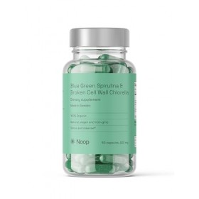 Noop Spiruline Chlorella – Lot de 60 comprimés de spiruline de qualité supérieure – 100 % sans additifs, fabriqués en Suède –