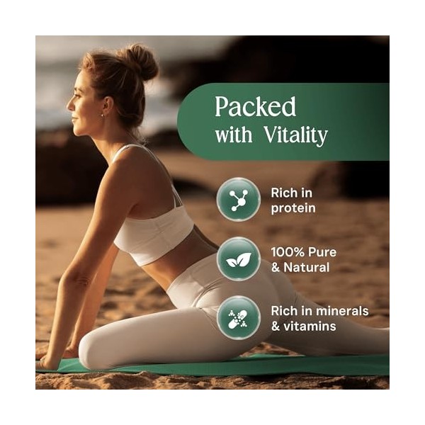 Noop Spiruline Chlorella – Lot de 60 comprimés de spiruline de qualité supérieure – 100 % sans additifs, fabriqués en Suède –