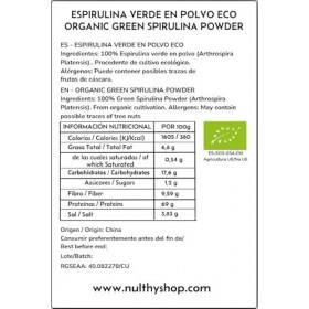 NULTHY – 1 kg Spiruline en poudre biologique – 100% naturelle – Idéale pour smoothies