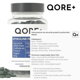 Spiruline Française en Comprimés 60g – Vitalité, Immunité, Fer, Protéines – 20% Phycocyanine – Énergie Naturelle – Séchage à 