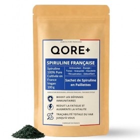 Spiruline Française en Paillettes Brutes 100 g – Haute teneur phycocyanine +20% – Séchée à Basse Température – Riche en Proté
