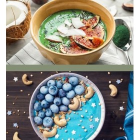 Biomatea Lot de poudre dalgues | 30 g de spiruline bleue + 100 g de spiruline verte | Super aliment phycocyanine soluble dan