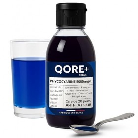 Phycocyanine Liquide 5000 mg/L QORE+ – Spiruline Bleue Française Concentrée Cultivée et Transformée en Provence – Cure Anti-F