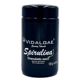 Granulés de spiruline bio de Fuerteventura 125 g, granulés dans un verre UV biophotonique Spiruline