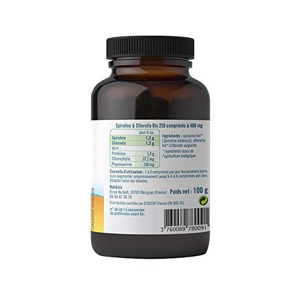 Natésis - Spiruline & Chlorella 50-50 400 mg 250cp - Vendu par unité