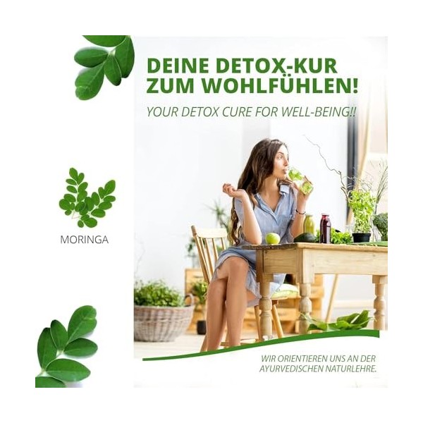 MoriVeda® - Moringa Detox 900mg Tabs - 360 ou 120 - moringa, herbe dorge, graines de lin et spiruline pour la désintoxicatio