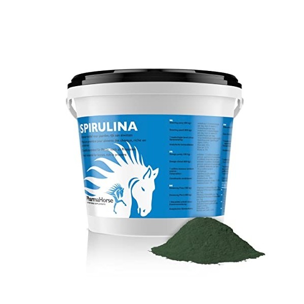 PharmaHorse Spiruline | Algues séchées pour Cheval | Cocktail de vitamines pour Cheval | sans éléments dopants & sans Sucre |