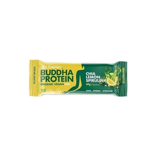 BARRE BOUDDHA PROTEINE CHIA CITRON SPIRULINE 47G, ISWARI, UNITÉ