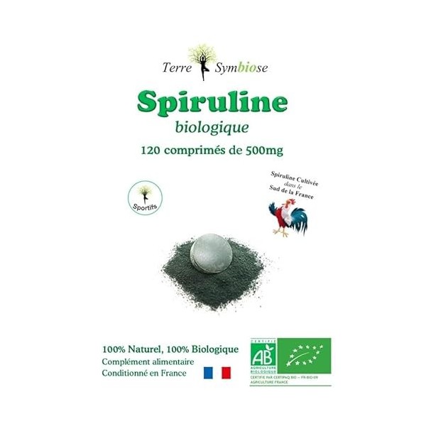 Spiruline Biologique Française - 120 comprimés de 500 mg