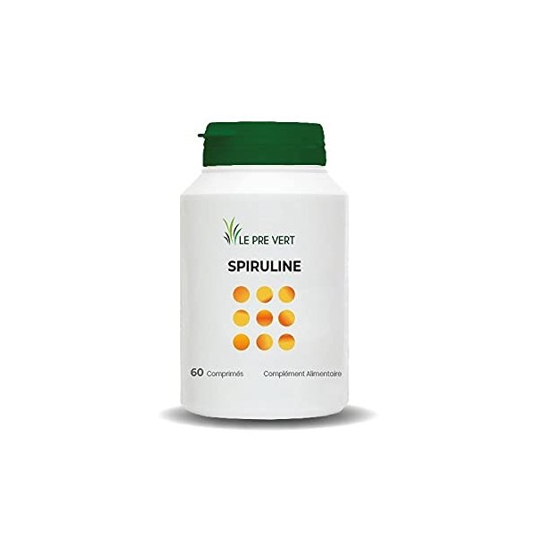 Le Pré Vert - Spiruline BIO - 60 comprimés - Aide à réduire la fatigue - 500 mg - Fabriqué en France