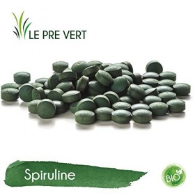 Le Pré Vert - Spiruline BIO - 60 comprimés - Aide à réduire la fatigue - 500 mg - Fabriqué en France