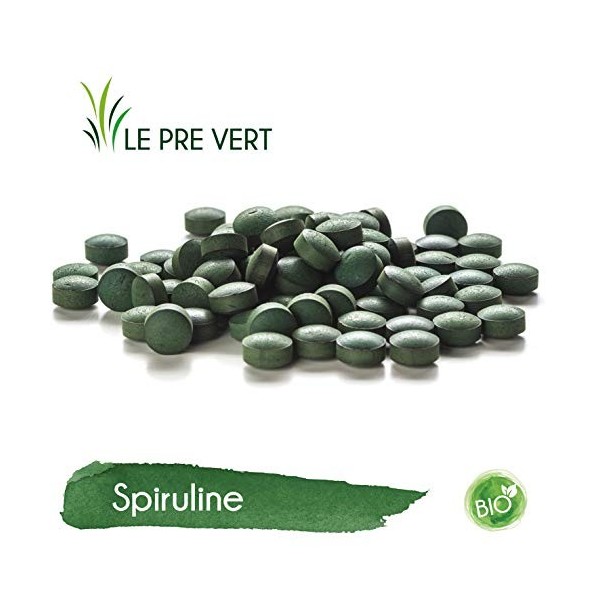 Le Pré Vert - Spiruline BIO - 60 comprimés - Aide à réduire la fatigue - 500 mg - Fabriqué en France