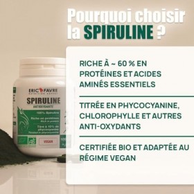 SPIRULINE BIO VEGAN titrée en Phycocyanine, Chlorophylle, Caroténoïdes, 60% Protéines, Riche en Nutriments, Antioxydants - 10