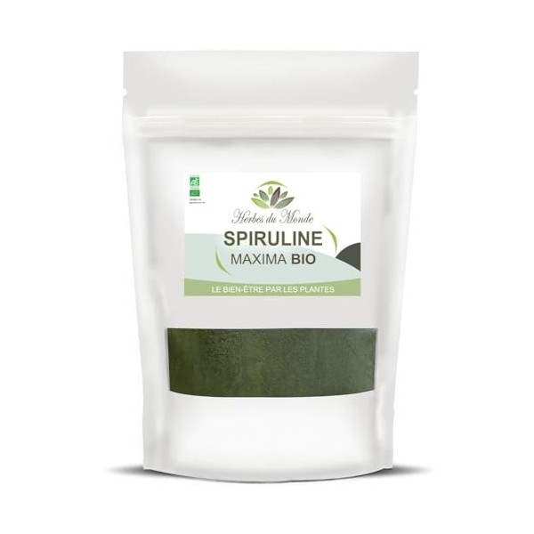 Herbes du Monde - Spiruline BIO - Complément alimentaire Organic - Riche en Protéine Calcium et Vitamines - Superfood - 1 sac