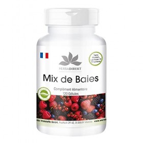 Mix de Baies - avec concorde, mures, sureau, framboise, myrtille, cassis, groseille rouge, canneberge et spiruline - 120 gélu