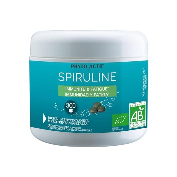 PHYTO-ACTIF | Spiruline | Immunité & Vitalité | Spiruline naturelle | 300 comprimés Spiruline