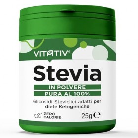 VITATIV Stevia Pure en poudre – Rébaudioside à 98 % édulcorant naturel – zéro calorie, idéal pour les régimes cétogènes, végé