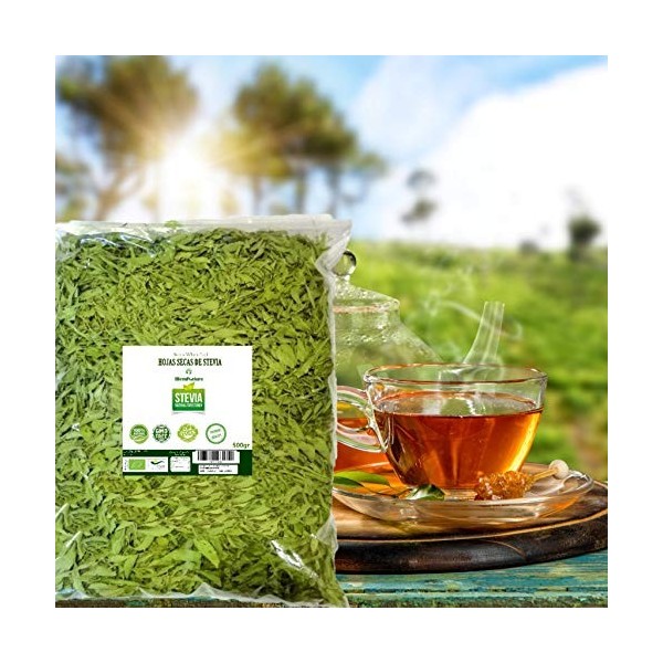 Feuilles de Stévia 100% Naturelles Pures - ECO Biologique Sélectionné Qualité Premium 500 G – Végétarien