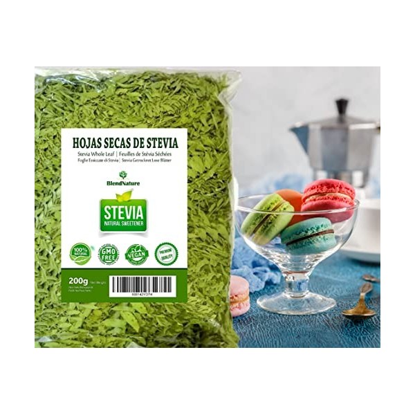 Feuilles de stévia 100 % pures et naturelles-Sélection de qualité supérieure 200g-Végétalien-Cadeau de boule dinfuseur