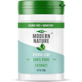 Poudre de stévia 100% pure Modern Nature – Entièrement naturelle, zéro calories, zéro glucides, sans sucre, 250 fois plus suc