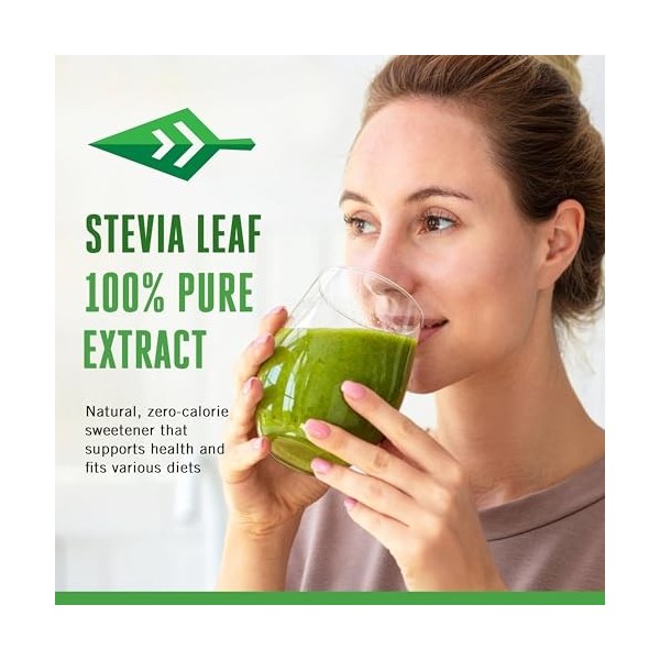 Poudre de stévia 100% pure Modern Nature – Entièrement naturelle, zéro calories, zéro glucides, sans sucre, 250 fois plus suc