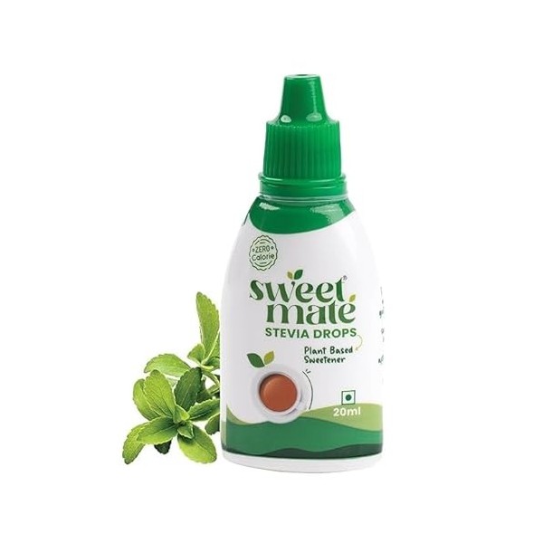 Sweetmate Stevia Drops – 20 ml 20 ml x 1 – 400 gouttes par paquet – édulcorant à base de plantes – zéro calorie – Convient 