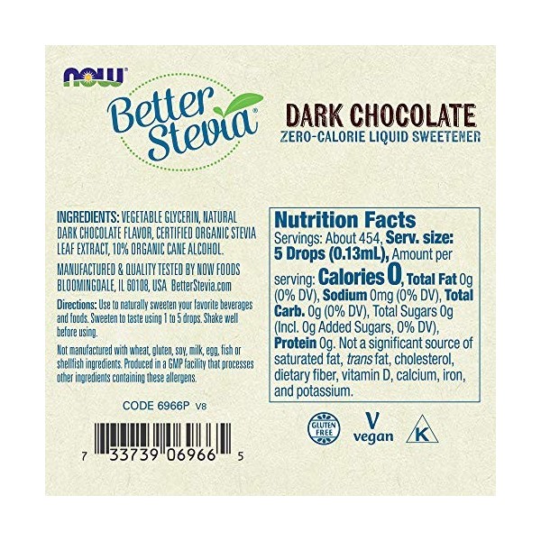 NOW Foods Better Stevia Liquid Sweetener Dark Chocolate -- 2 fl oz by Now Foods