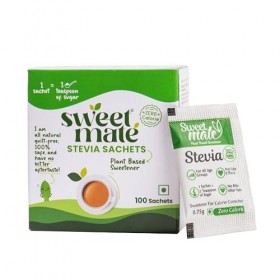 Sweetmate Sachets de stévia – 100 unités 100 portions | 100 % naturel sans sucre | Convient aux diabétiques, édulcorant nat