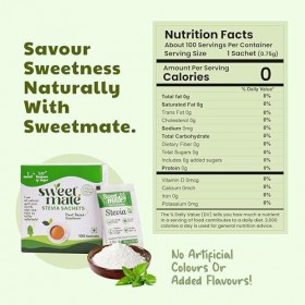 Sweetmate Sachets de stévia – 100 unités 100 portions | 100 % naturel sans sucre | Convient aux diabétiques, édulcorant nat