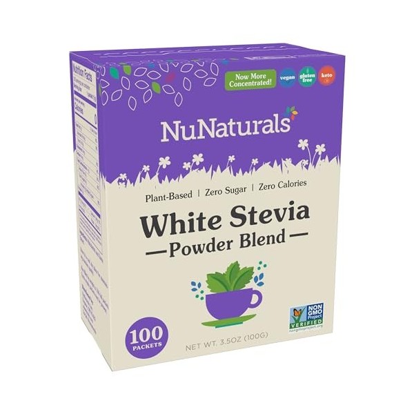 NuNaturals Nustevia White Stevia Powder, 100 Count by Blue Bonnet