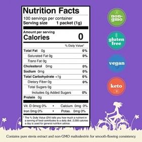 NuNaturals Nustevia White Stevia Powder, 100 Count by Blue Bonnet