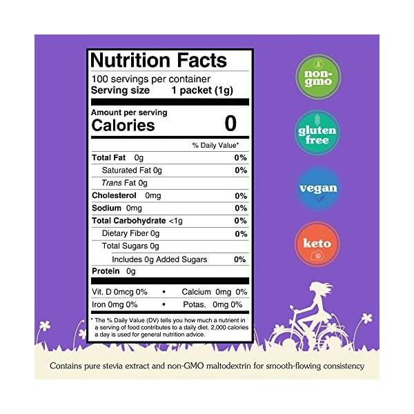 NuNaturals Nustevia White Stevia Powder, 100 Count by Blue Bonnet