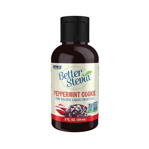 NOW Foods, Better Stevia, Liquid, Peppermint Cookie, Zero-Calorie Liquid Sweetener, Low Glycemic Impact, Certified Non-GMO, 2