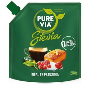 PURE VIA - Lot de 2 Poudre Cristallisée Stevia – Zéro Calorie – 250g Stévia