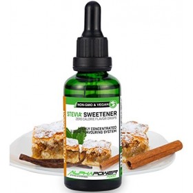 ALPHAPOWER FOOD Stevia liquide, arôme - SET SUPER ÉCONOMIQUE 5x50 ml chocolat blanc, biscuit au beurre, tarte aux pommes cann