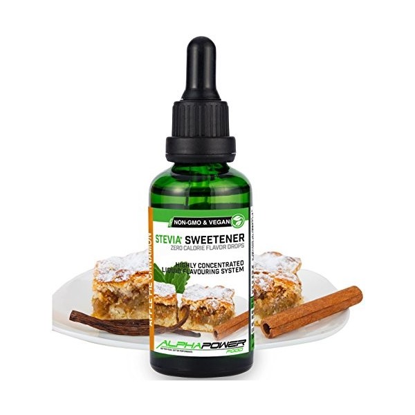 ALPHAPOWER FOOD Stevia liquide, arôme - SET SUPER ÉCONOMIQUE 5x50 ml chocolat blanc, biscuit au beurre, tarte aux pommes cann