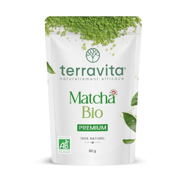 Thé Matcha BIO 80g | Grade Premium Japonais | Faible Amertume | Récolté à la Main au Japon Shizuoka | Poudre de Thé Vert Ma