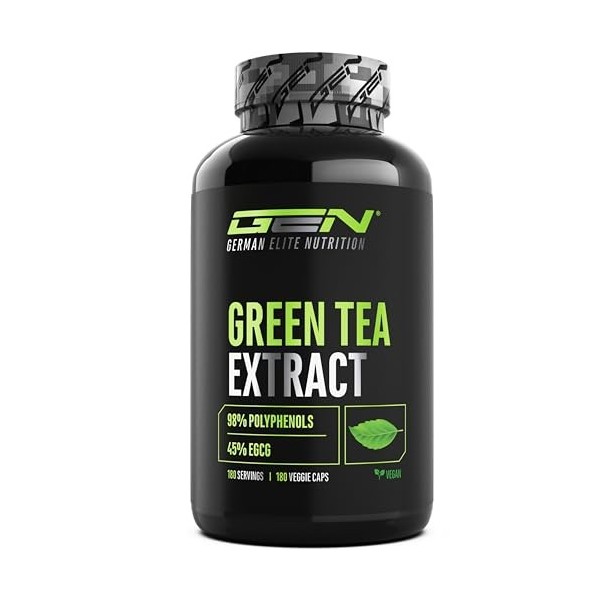 Green Tea Extract - 180 gélules - Extrait de thé vert très fortement dosé avec 750mg dextrait de thé vert par gélule - 95% p