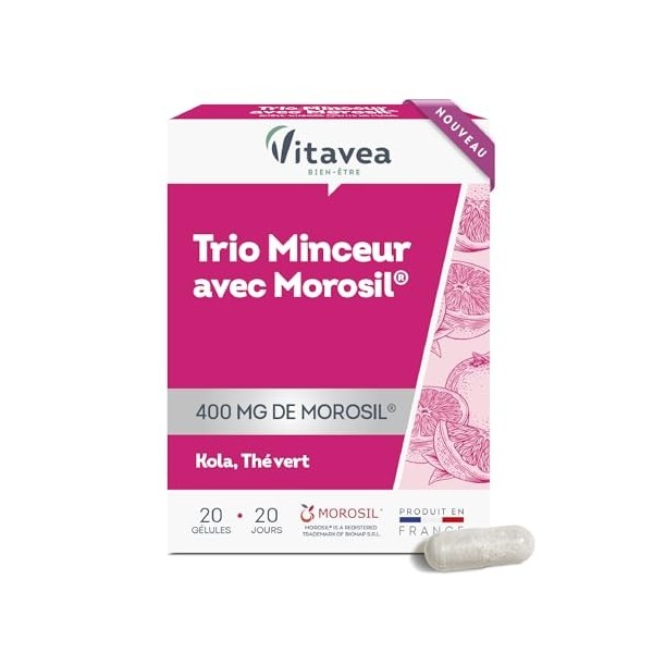 Vitavea - Trio dactifs avec Morosil®, Kola et Thé Vert - Complément alimentaire avec un actif breveté provenant de lorange 