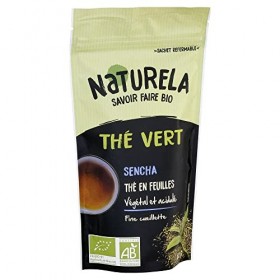 NATURELA - Thé Vert Bio Vrac Sencha - Thé en Feuilles Entières - Fine Cueillette - 80 g Thé vert