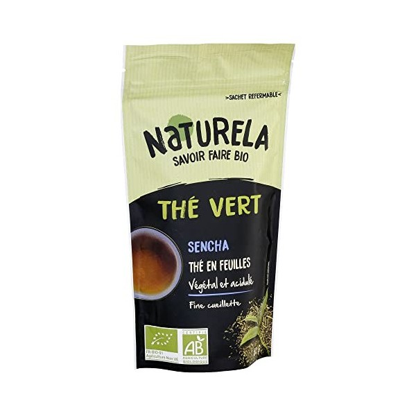 NATURELA - Thé Vert Bio Vrac Sencha - Thé en Feuilles Entières - Fine Cueillette - 80 g Thé vert