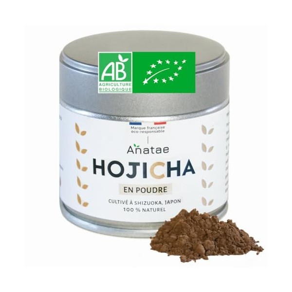 Anatae Marque française - Thé Hojicha bio japonais - 100% poudre de thé vert hojicha bio pour hojicha traditionnel, hojicha l