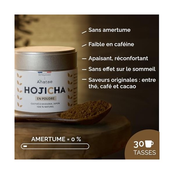 Anatae Marque française - Thé Hojicha bio japonais - 100% poudre de thé vert hojicha bio pour hojicha traditionnel, hojicha l